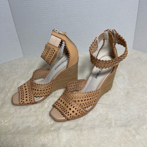 REVOLVE Jeffrey Campbell Tan Wedge Sandals with Lattice Design - Picture 10 of 11